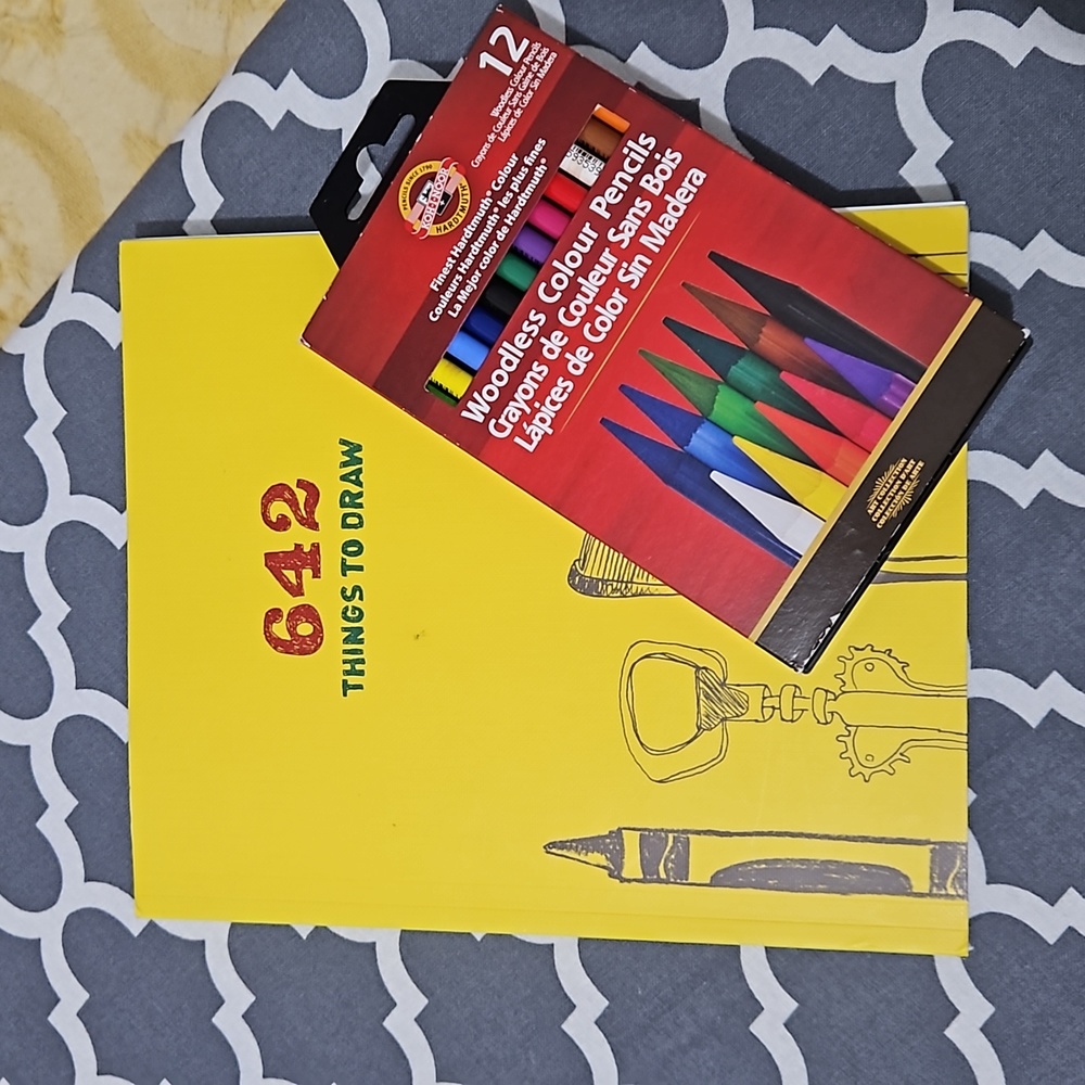 642 things to draw book and color pencils